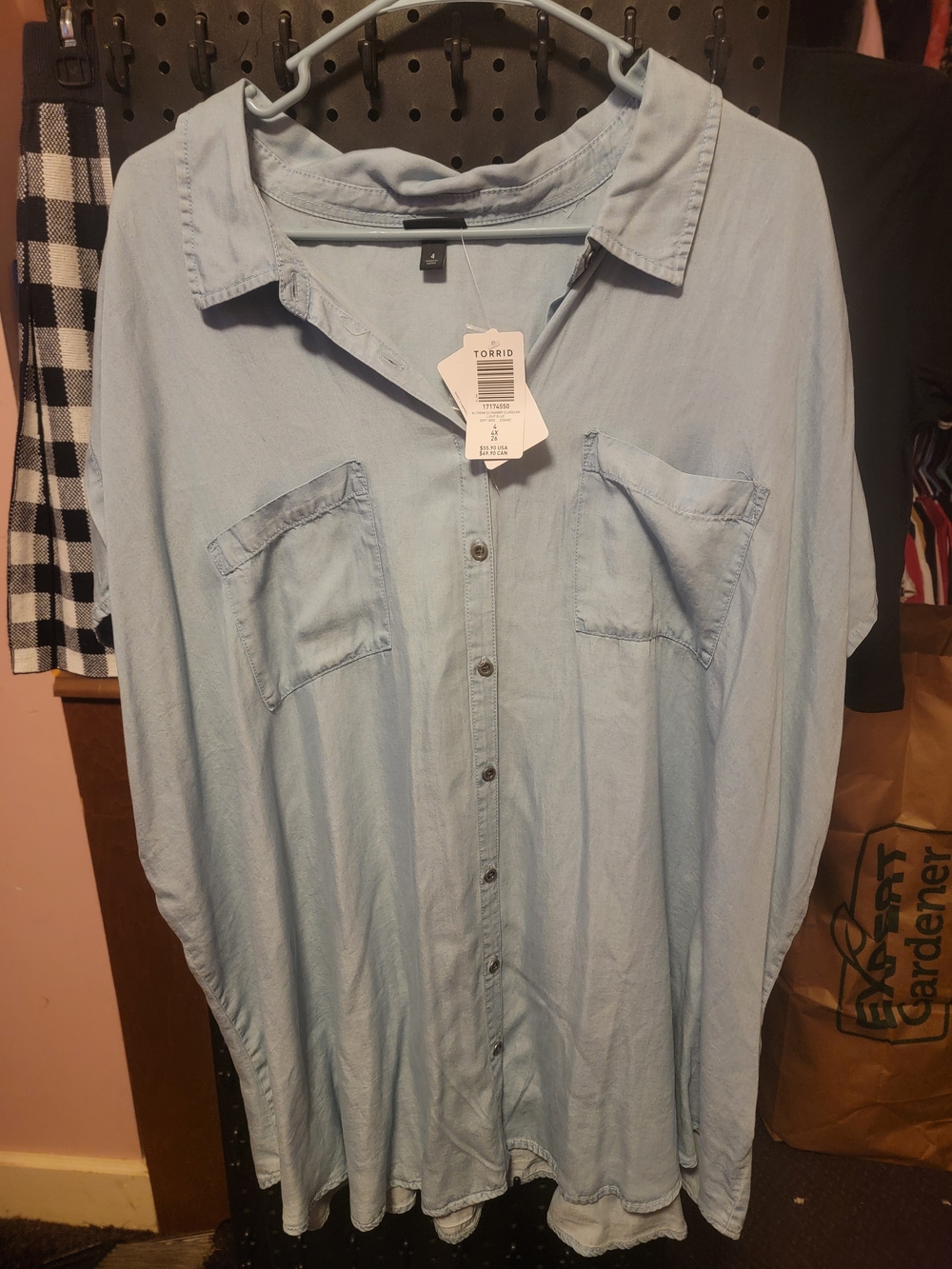 torrid Light Blue Button-Front Women's Shirt with Chest Pockets